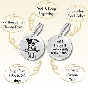 PawFurEver Dog Breed Stainless Steel Personalized Dog ID Tag, German Shepherd, Silver