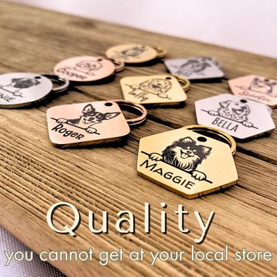 Show full view: PawFurEver Dog Breed Stainless Steel Personalized Dog ID Tag, Golden Retriever, Rose slide 3 of 10