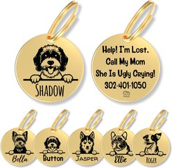 PawFurEver Dog Breed Stainless Steel Personalized Dog ID Tag, Port Water Dog, Gold