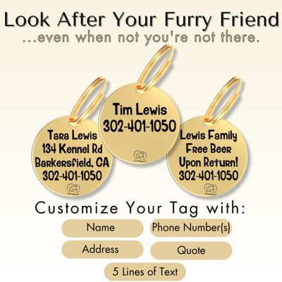 Show full view: PawFurEver Dog Breed Stainless Steel Personalized Dog ID Tag, Port Water Dog, Gold slide 6 of 10