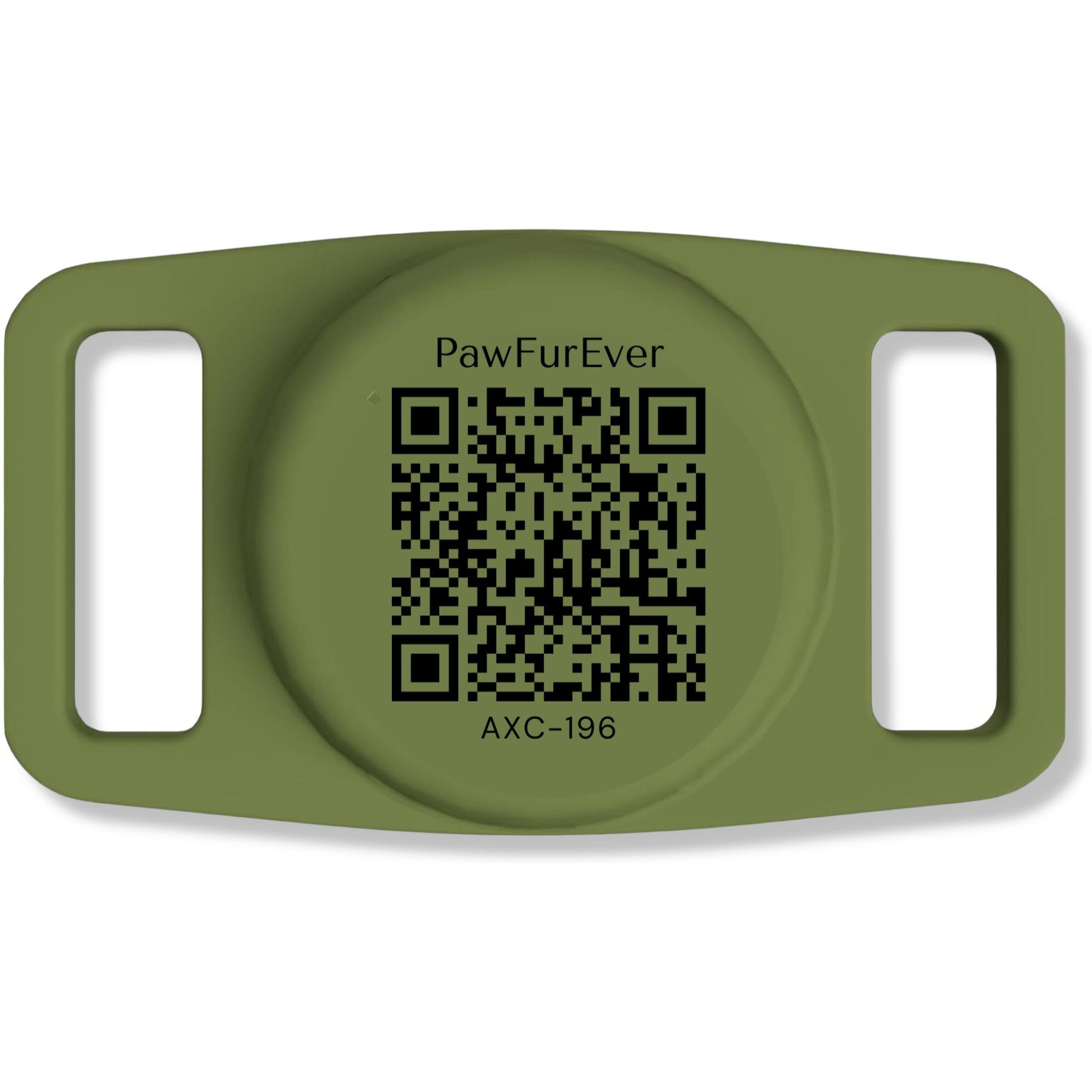 PawFurEver Dog & Cat AirTag Holder with QR Code, Green, 1 count