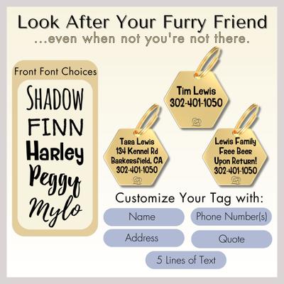 Show full view: PawFurEver Hexagon Personalized Dog ID Tag, Gold, Darknight slide 6 of 11