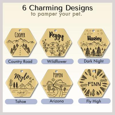 Show full view: PawFurEver Hexagon Personalized Dog ID Tag, Gold, Tahoe slide 6 of 10