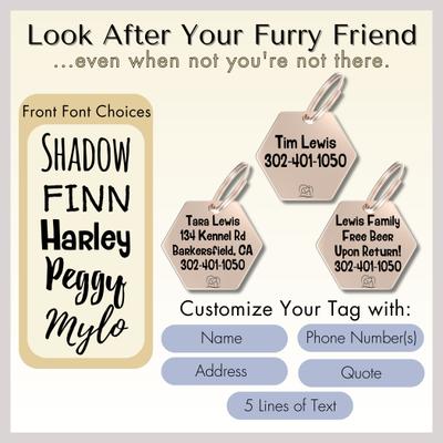 Show full view: PawFurEver Hexagon Personalized Dog ID Tag, Rose Gold, Darknight slide 5 of 10