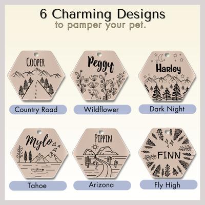 Show full view: PawFurEver Hexagon Personalized Dog ID Tag, Rose Gold, Wildflower slide 6 of 10