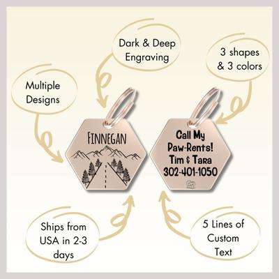 Show full view: PawFurEver Hexagon Personalized Dog ID Tag, Rose Gold, Wildflower slide 7 of 10