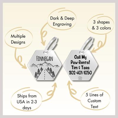 Show full view: PawFurEver Hexagon Personalized Dog ID Tag, Silver, Wildflower slide 8 of 11