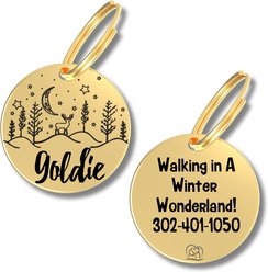 PawFurEver Christmas Holiday Dog & Cat ID Tag, Gold, Rudy
