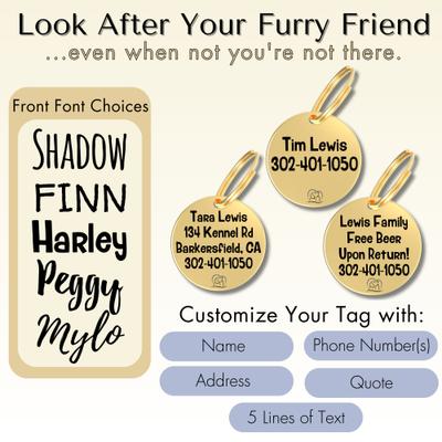 Show full view: PawFurEver Christmas Holiday Dog & Cat ID Tag, Gold, Rudy slide 5 of 8