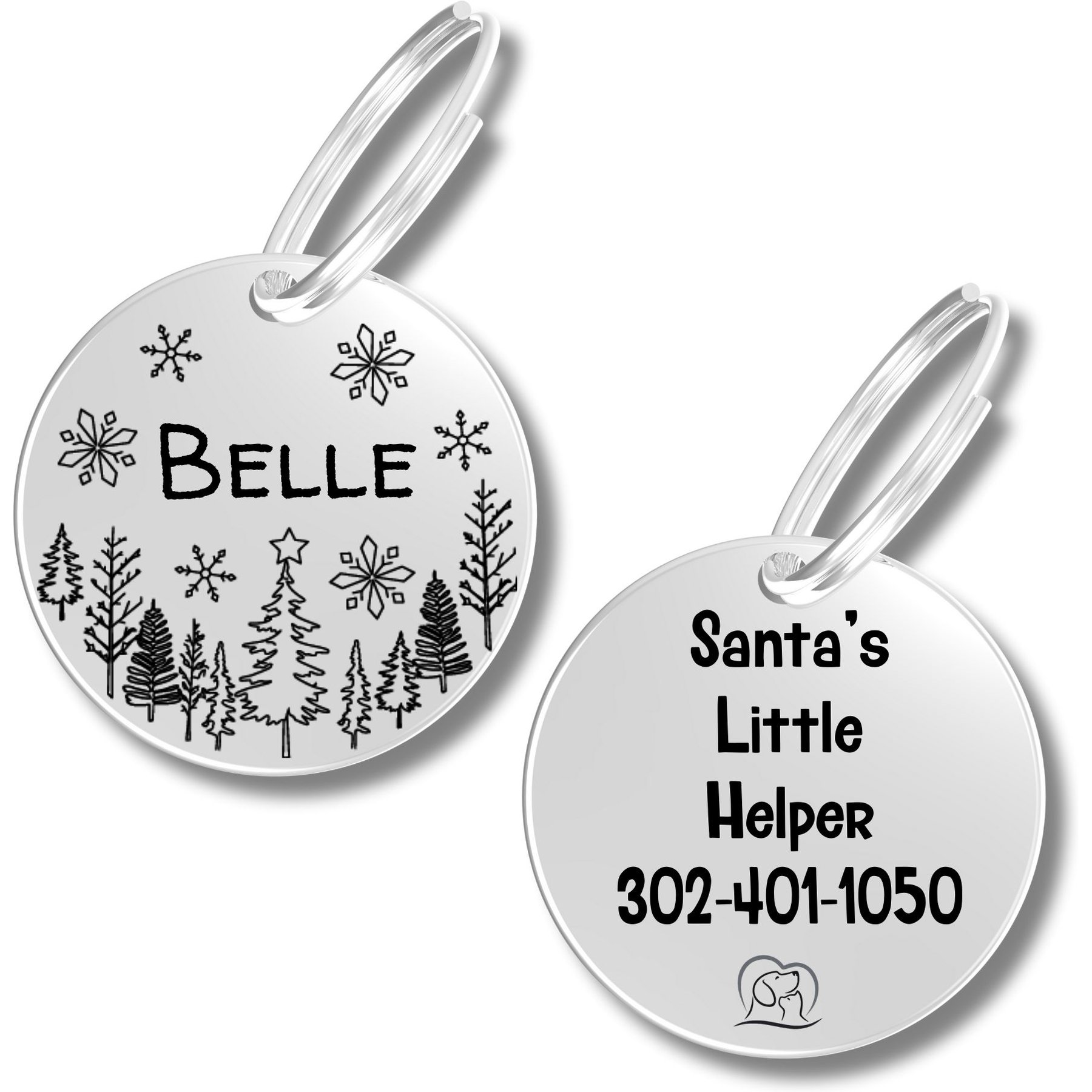 PawFurEver Christmas Holiday Dog & Cat ID Tag, Silver, Mr. Jingles