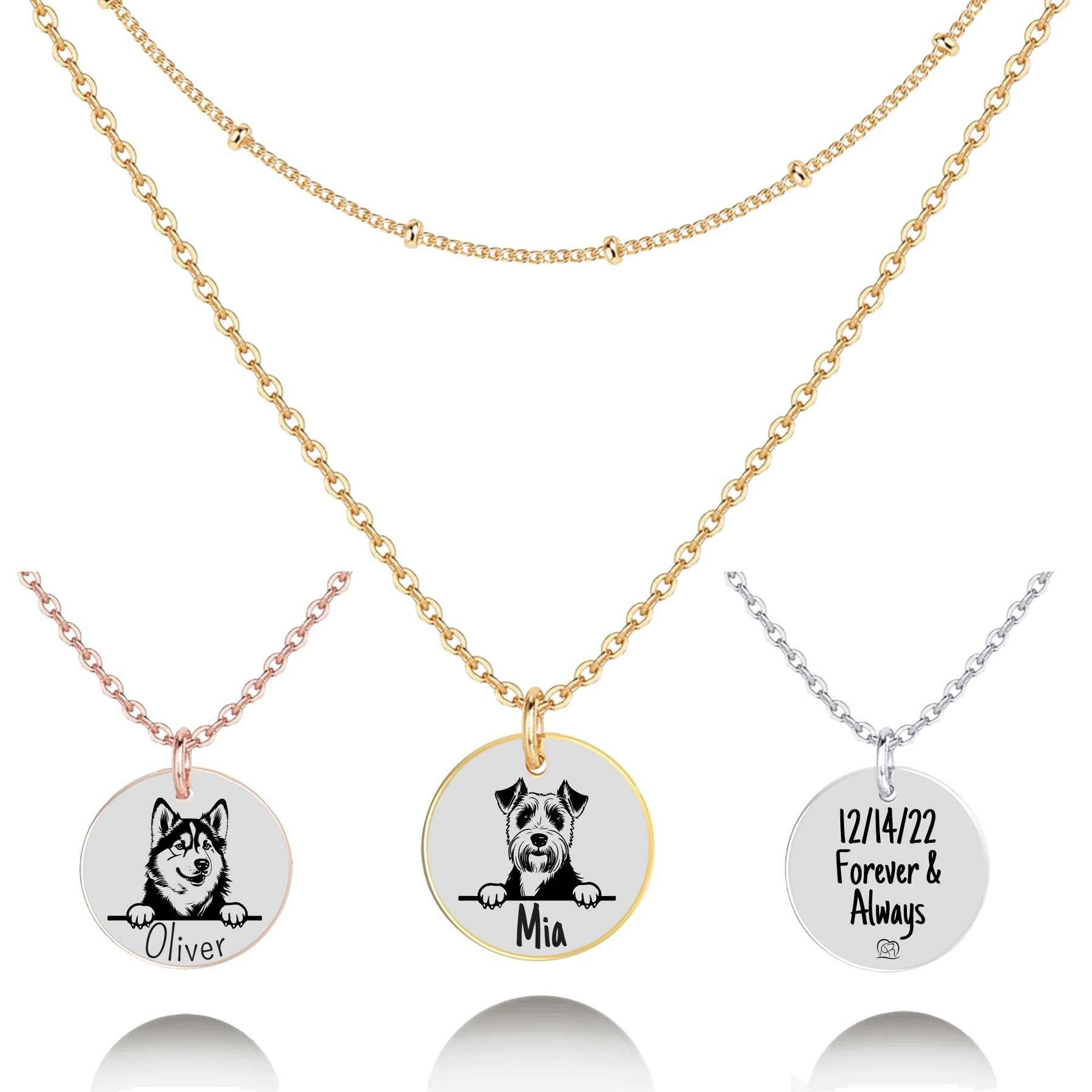PawFurEver Personalized Dog Breed Memorial Necklace, Airedale Terrier, Gold
