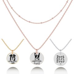 PawFurEver Personalized Dog Breed Memorial Necklace, Australian Cattle Dog, Rose Gold