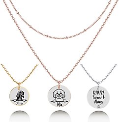 PawFurEver Personalized Dog Breed Memorial Necklace, Bichon, Rose Gold slide 1 of 7