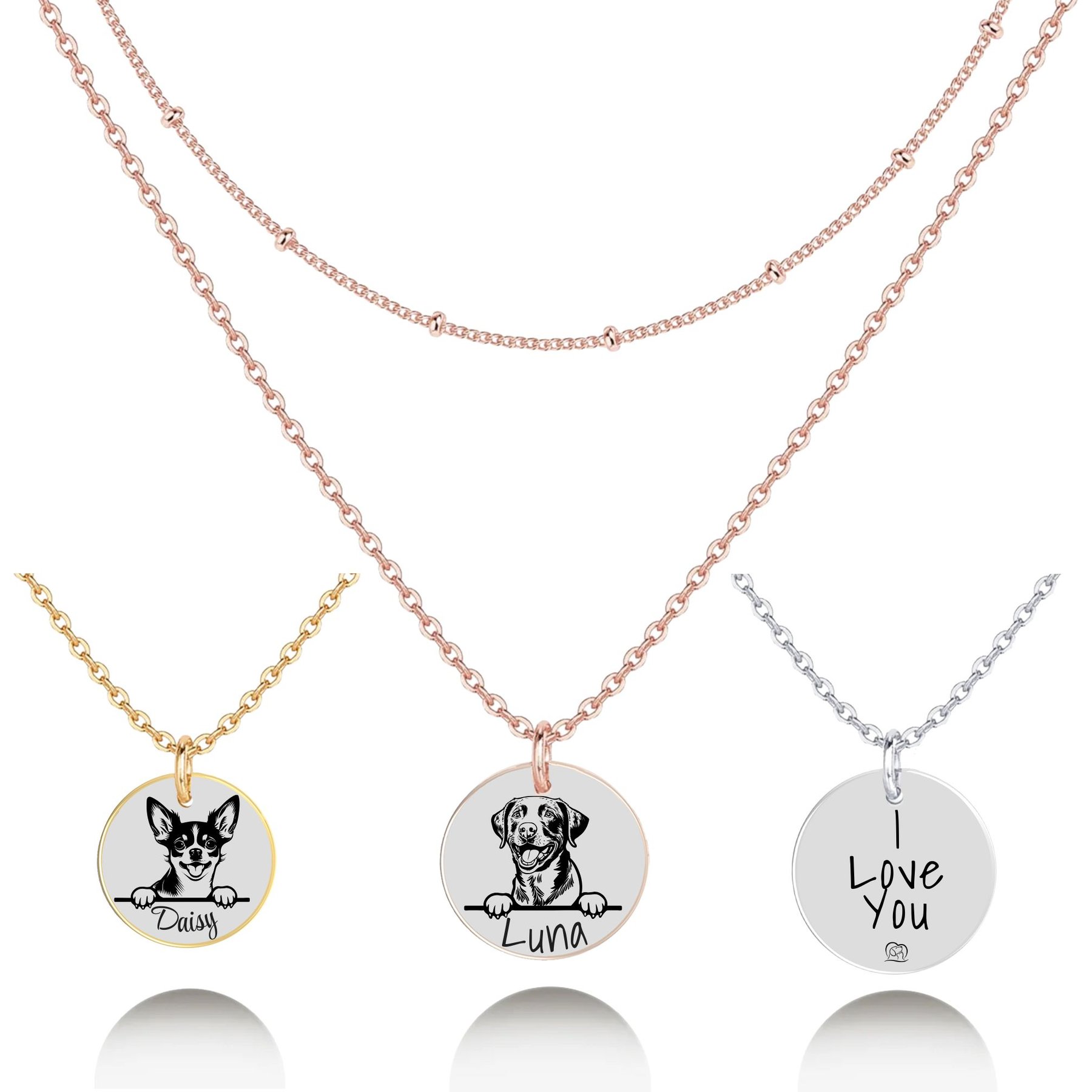 PawFurEver Personalized Dog Breed Memorial Necklace, Chesapeake Bay Retriever, Rose Gold