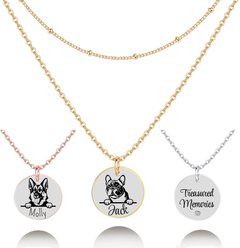 PawFurEver Personalized Dog Breed Memorial Necklace, French Bulldog, Gold