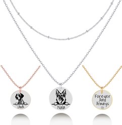 PawFurEver Personalized Dog Breed Memorial Necklace, German Shepherd, Silver