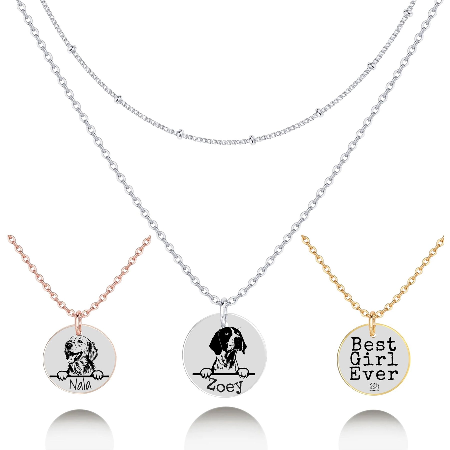PawFurEver Personalized Dog Breed Memorial Necklace, German Shorthair, Silver
