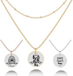 PawFurEver Personalized Dog Breed Memorial Necklace, Golden Retriever, Gold