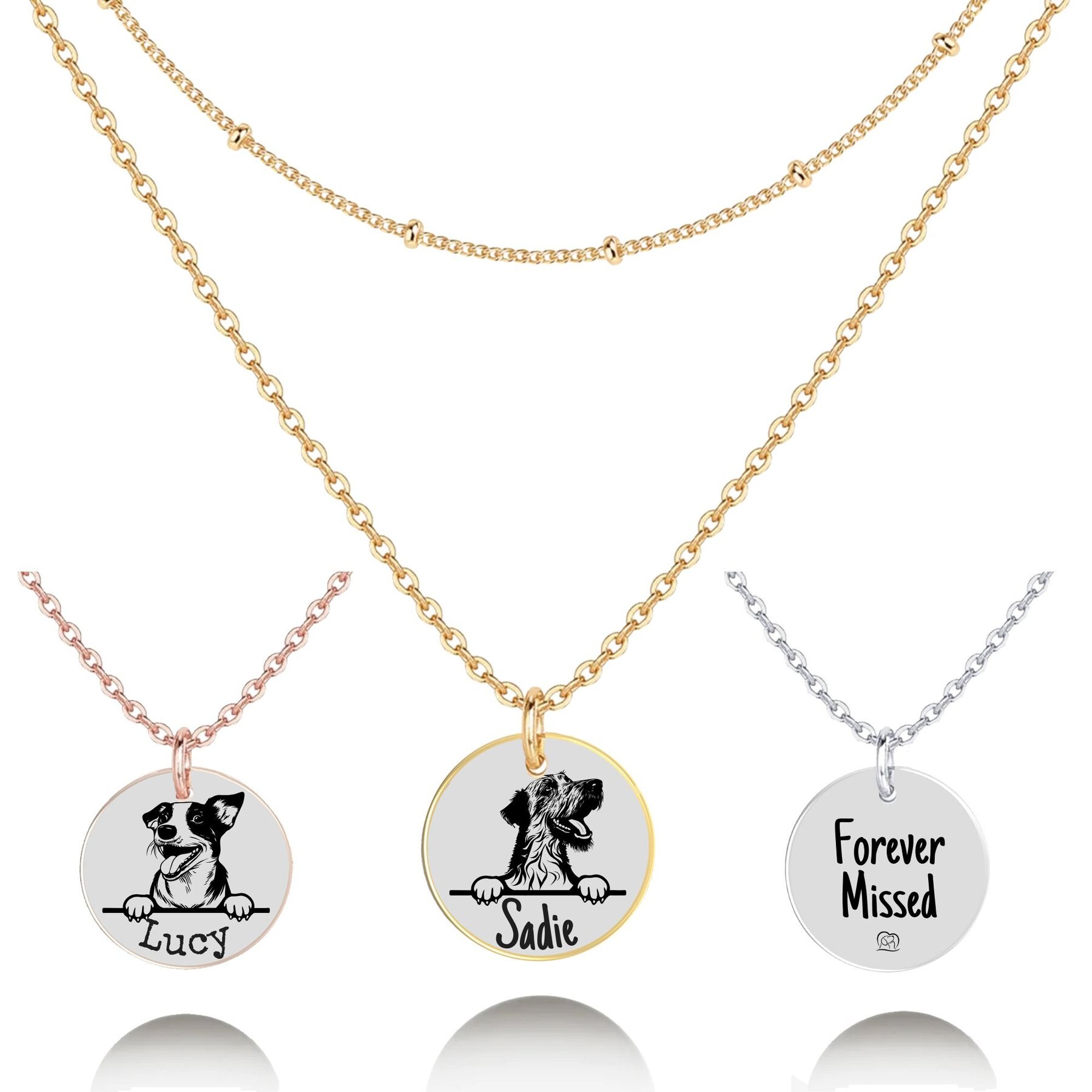 PawFurEver Personalized Dog Breed Memorial Necklace, Irish Wolfhound, Gold