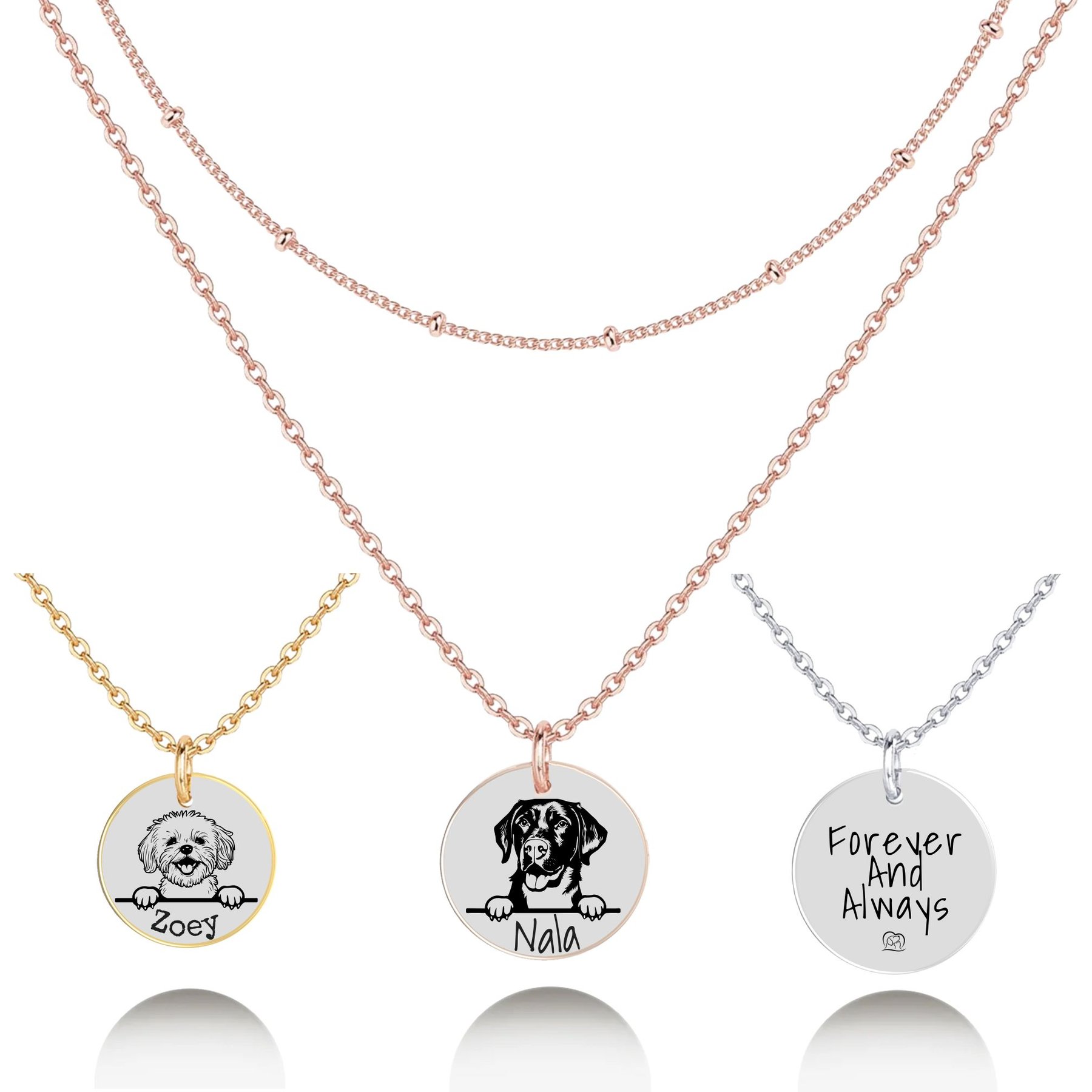 PawFurEver Personalized Dog Breed Memorial Necklace, Labrador Retriever, Rose Gold