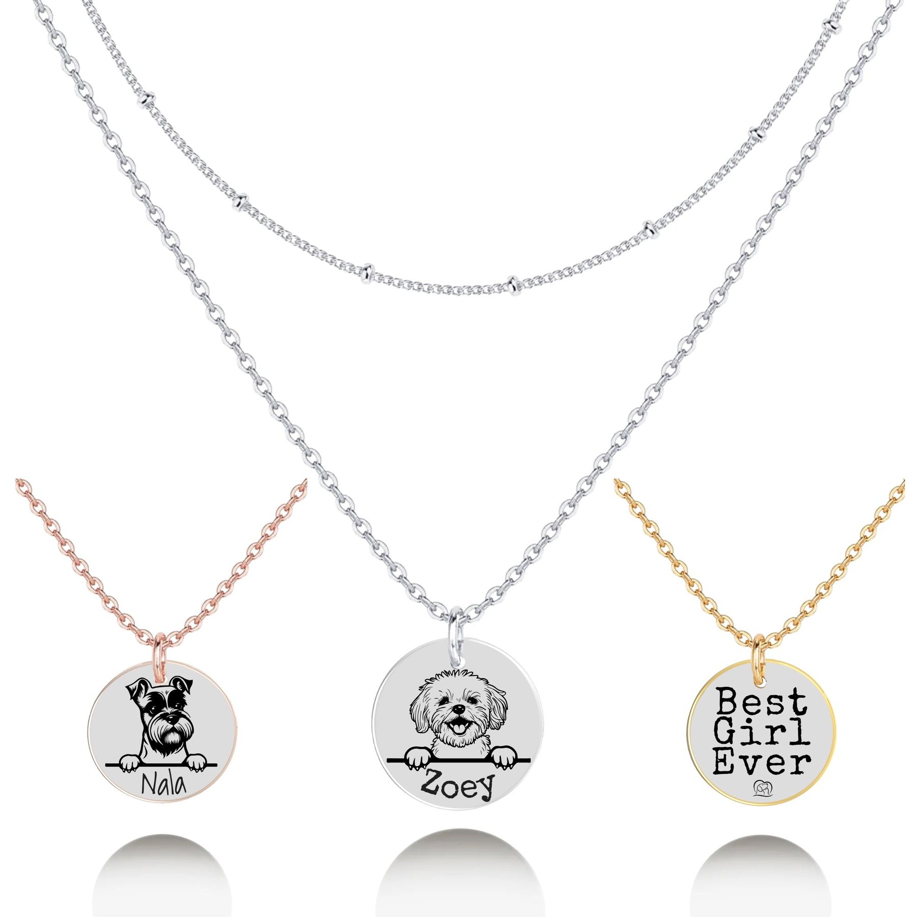 PawFurEver Personalized Dog Breed Memorial Necklace, Maltese, Silver