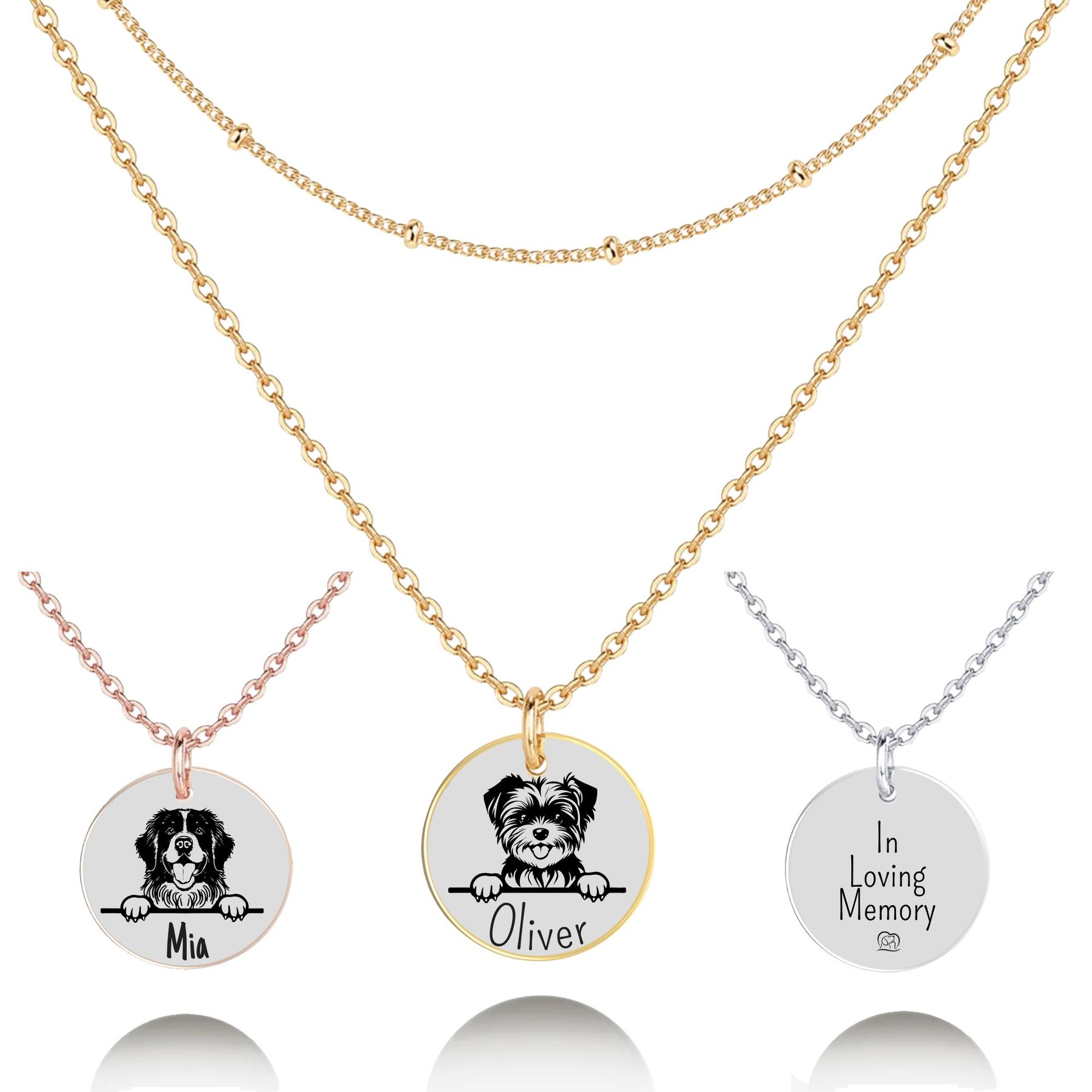 PawFurEver Personalized Dog Breed Memorial Necklace, Morkie, Gold