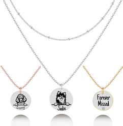 PawFurEver Personalized Dog Breed Memorial Necklace, Pomeranian, Silver slide 1 of 7