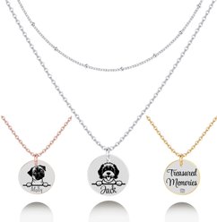 PawFurEver Personalized Dog Breed Memorial Necklace, Port Water Dog, Silver