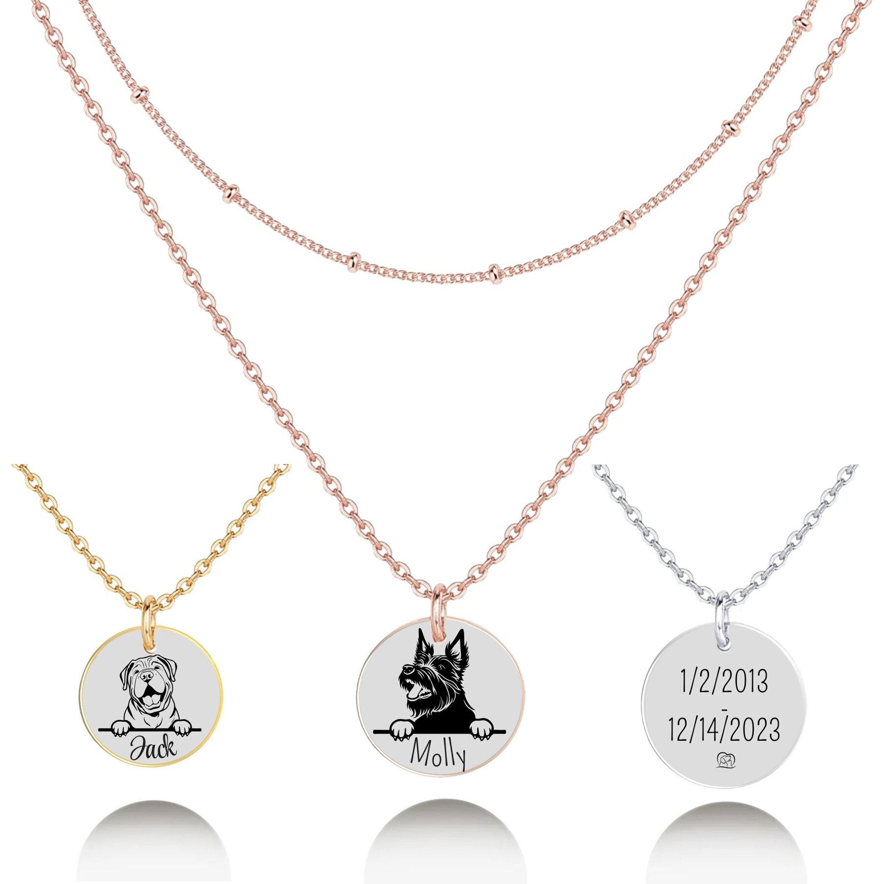 PawFurEver Personalized Dog Breed Memorial Necklace, Scottish Terrier, Rose Gold