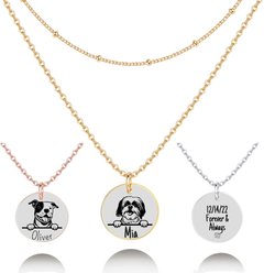 PawFurEver Personalized Dog Breed Memorial Necklace, Shih Tzu, Gold
