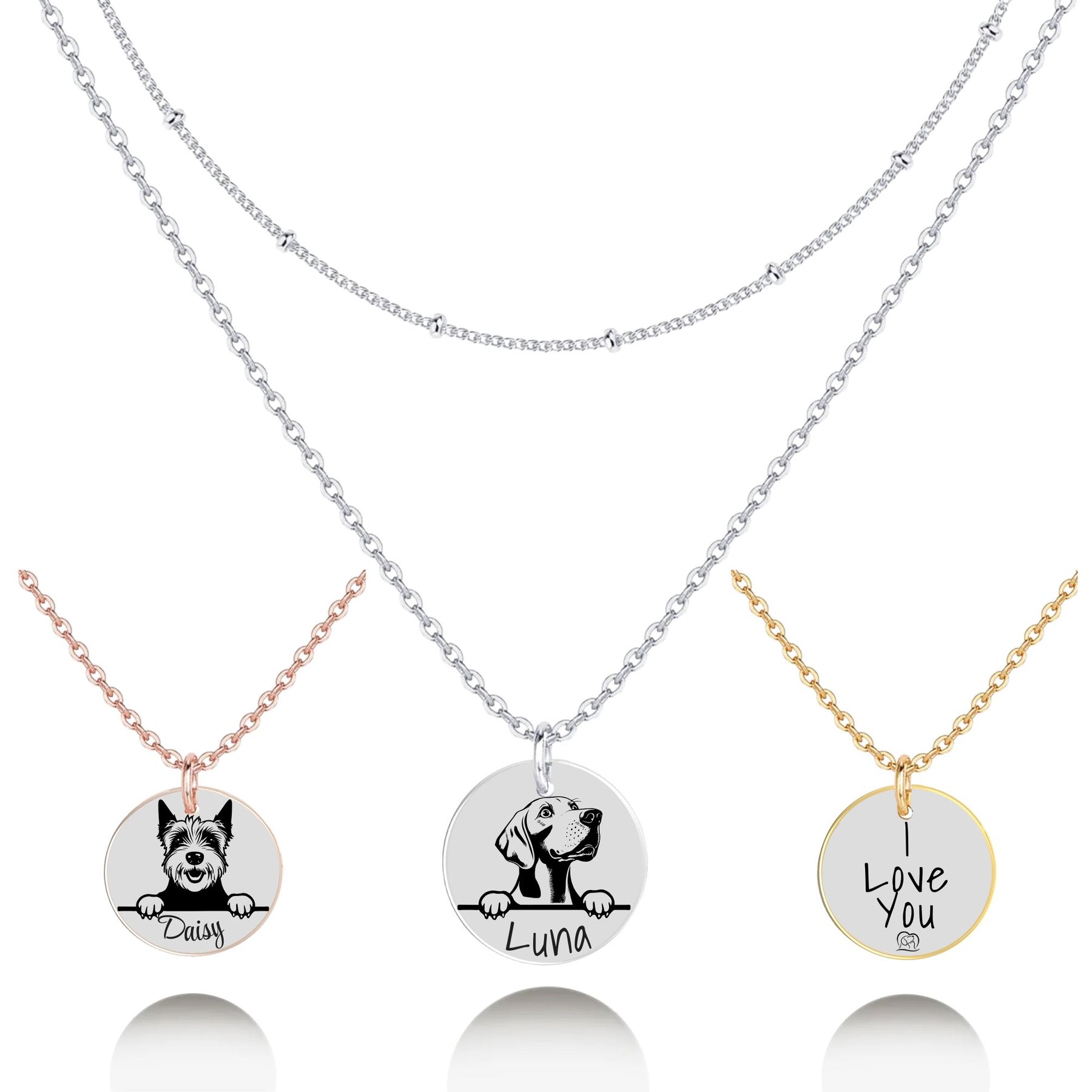 PawFurEver Personalized Dog Breed Memorial Necklace, Weimaraner, Silver