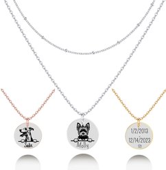 PawFurEver Personalized Dog Breed Memorial Necklace, Yorkshire Terrier, Silver