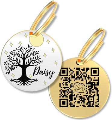 Show full view: PawFurEver Personalized Engraved with QR Code Dog & Cat Tag, Gold, Willow slide 1 of 9