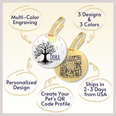 Show full view: PawFurEver Personalized Engraved with QR Code Dog & Cat Tag, Gold, Willow slide 5 of 9