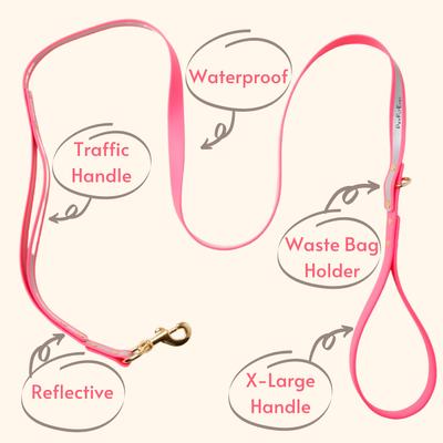 Show full view: PawFurEver Reflective & Waterproof Dog Leash, Pink, 5.75-ft slide 3 of 9