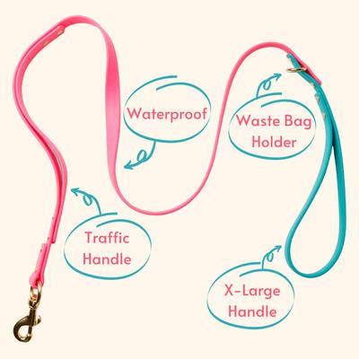 Show full view: PawFurEver Waterproof Dog Leash, Pink & Teal, 5.75-ft slide 3 of 10