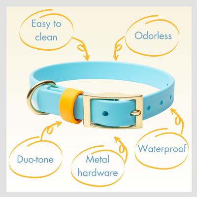 Show full view: PawFurEver's Waterproof & Odorless Dog Collar, Blue & Orange, Medium slide 7 of 12