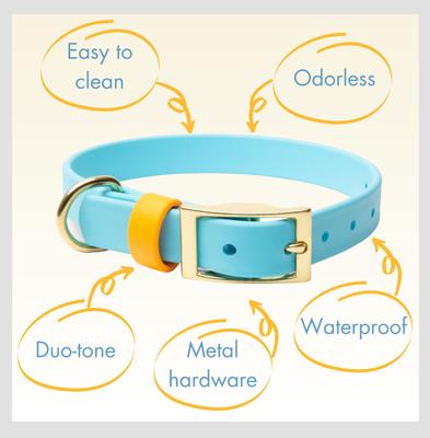 Show full view: PawFurEver's Waterproof & Odorless Dog Collar, Blue & Orange, Small slide 6 of 11