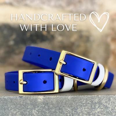Show full view: PawFurEver's Waterproof & Odorless Dog Collar, Blue & White, Small slide 3 of 12