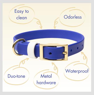 Show full view: PawFurEver's Waterproof & Odorless Dog Collar, Blue & White, Small slide 7 of 12