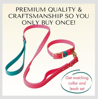 Show full view: PawFurEver's Waterproof & Odorless Dog Collar, Pink & Teal, Medium slide 9 of 11