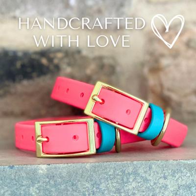 Show full view: PawFurEver's Waterproof & Odorless Dog Collar, Pink & Teal, X-Large slide 3 of 12