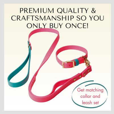 Show full view: PawFurEver's Waterproof & Odorless Dog Collar, Pink & Teal, X-Large slide 10 of 12