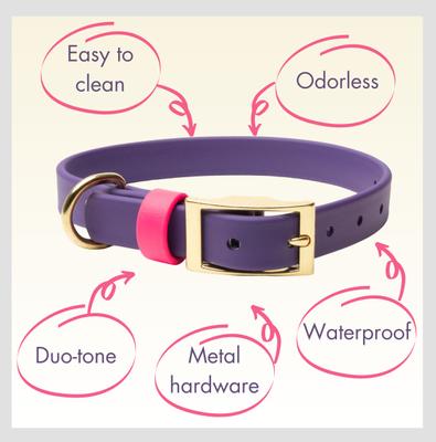 Show full view: PawFurEver's Waterproof & Odorless Dog Collar, Purple & Pink, Large slide 6 of 11