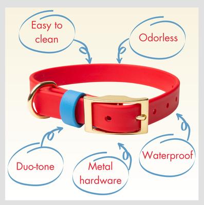 Show full view: PawFurEver's Waterproof & Odorless Dog Collar, Red & Blue, Medium slide 6 of 11