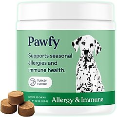 Pawfy Allergy & Immune Turkey Flavor Dog Supplement, 30 count