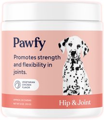 Pawfy Brain Health Calming Hip & Joint Support Turkey Flavored Chew Supplement for Dogs, 4-oz bag, 30 count