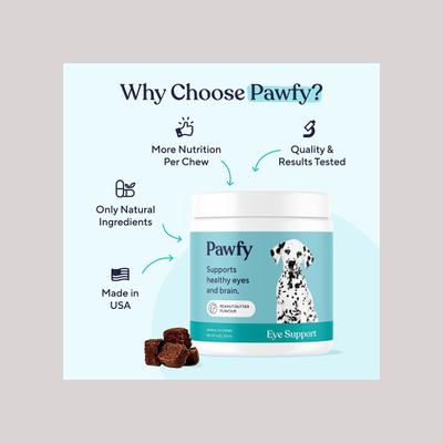 Show full view: Pawfy Eye Support Peanut Butter Flavor Supplement for Dogs, 60 count slide 6 of 8