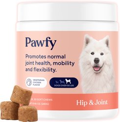 Pawfy Hip & Joint Support Chicken Flavored Chew Supplement for Dogs, 8.46-oz bag, 30 count