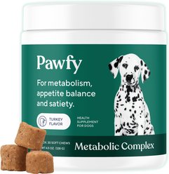Pawfy Metobolic Complex Weight Management Turkey Flavored Chew Supplement for Dogs, 4-oz bag, 30 count